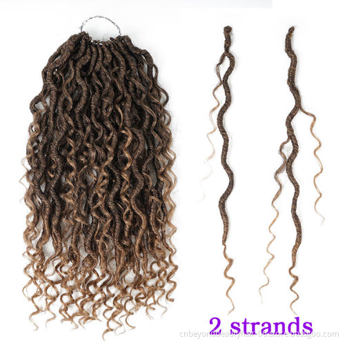 Ombre Brown Crochet Braids Hair Synthetic Passion Twist River Locs With Curly ends Goddess Braiding Hair Extension Faux Locs